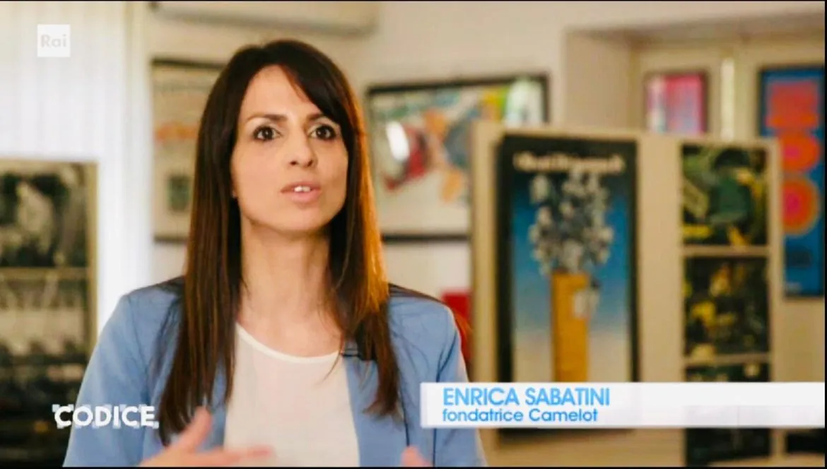 Enrica Sabatini, fondatrice di Camelot, intervistata alla trasmissione Codice su Rai 1, settembre 2024