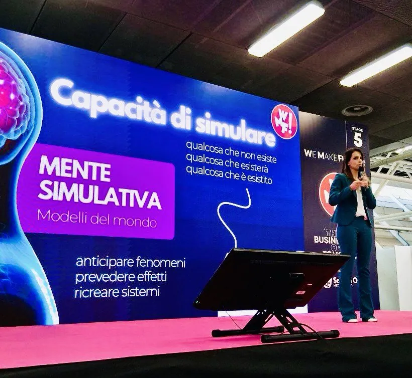 Enrica Sabatini sul palco del WMF We Make the Future di Bologna, 2025